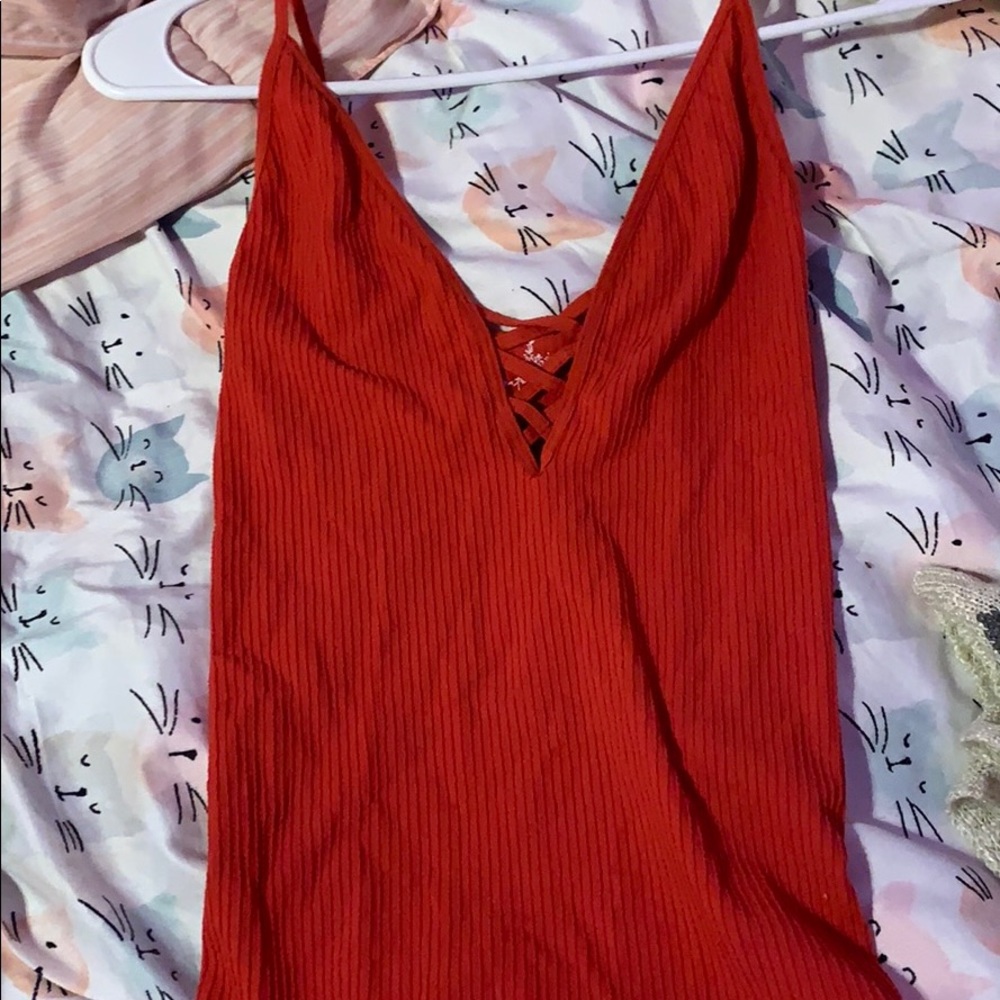 Red Ruched Tank Top